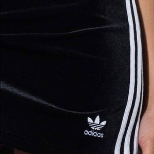Adidas velour mini skirt & bandeau tube top set.